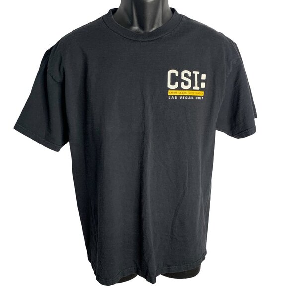 Vintage Mens CSI Las Vegas Shirt Size L Black Crewneck Delta Pro Label - Picture 2 of 5